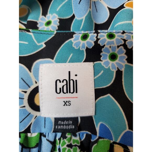 Cabi Womens Happy Top‎ Xs Retro Floral Bohemian Lightweight Peplum Flowers - Picture 7 of 12